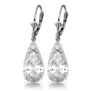 10 Carat 14K Solid White Gold Integrity White Topaz Earrings