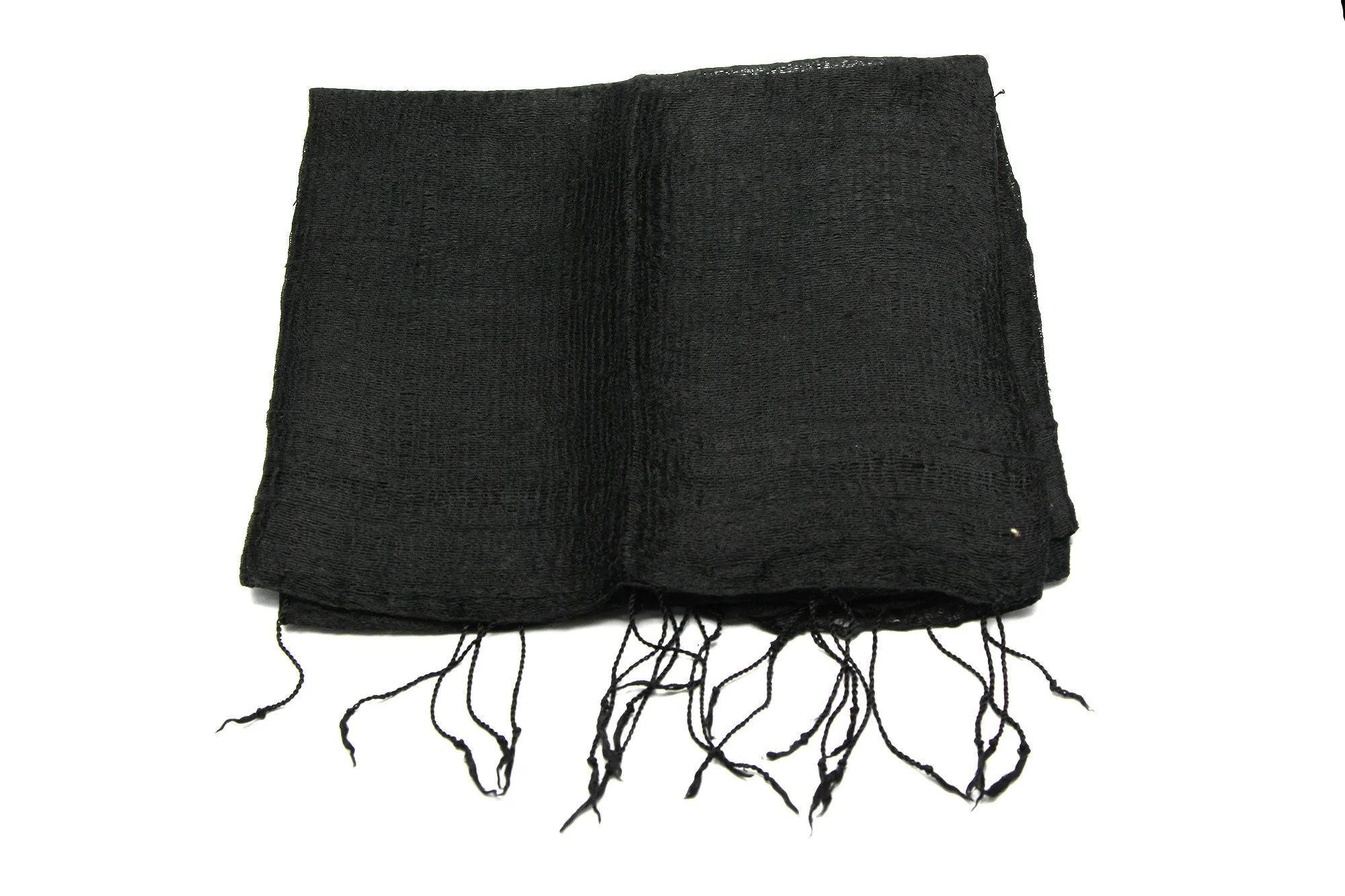 100% Fair Trade Thai Silk Solid Color Scarf Black