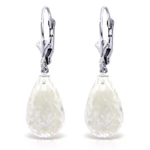 14 Carat 14K Solid White Gold Beyond Denial White Topaz Earrings