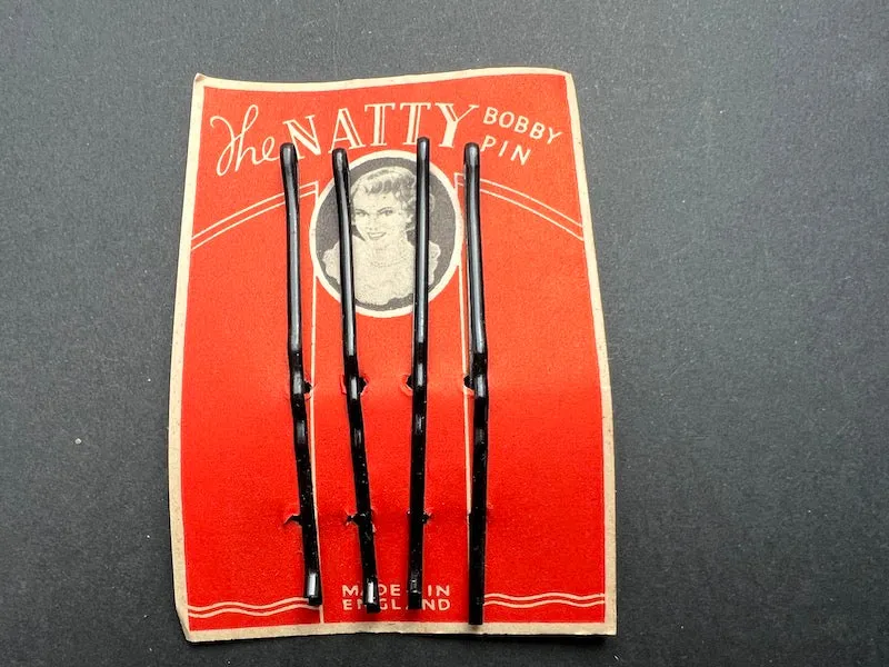 1920s "The NATTY BOBBY PIN" 7cm "Black Waved Grips" x 6