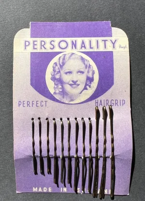 1940s "PERSONALITY "Perfect Grip" Hair Pin Display Card