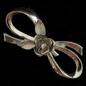 1950s Coro Pegasus Silver Bow Brooch