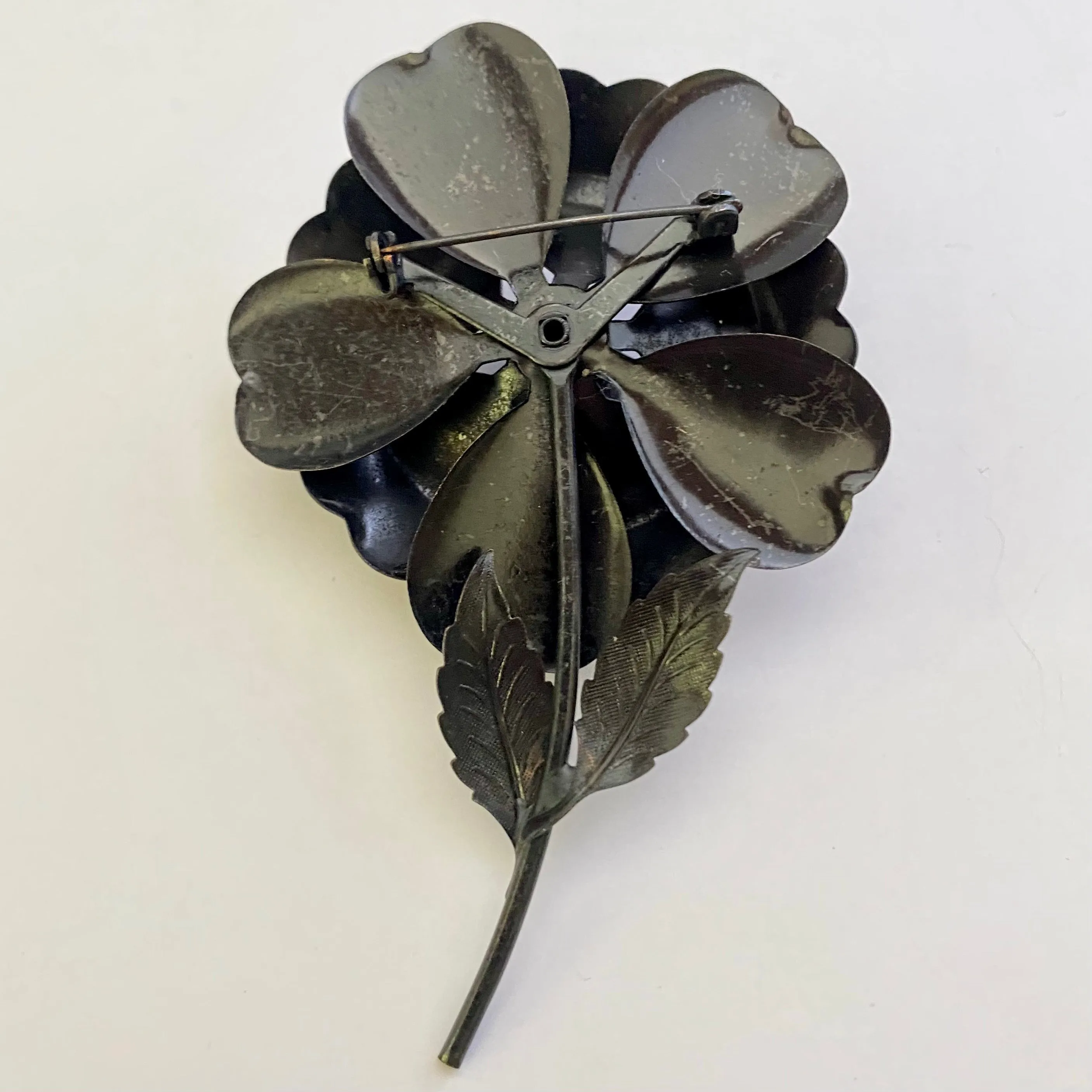 1960s Bronzed Metal Flower Brooch