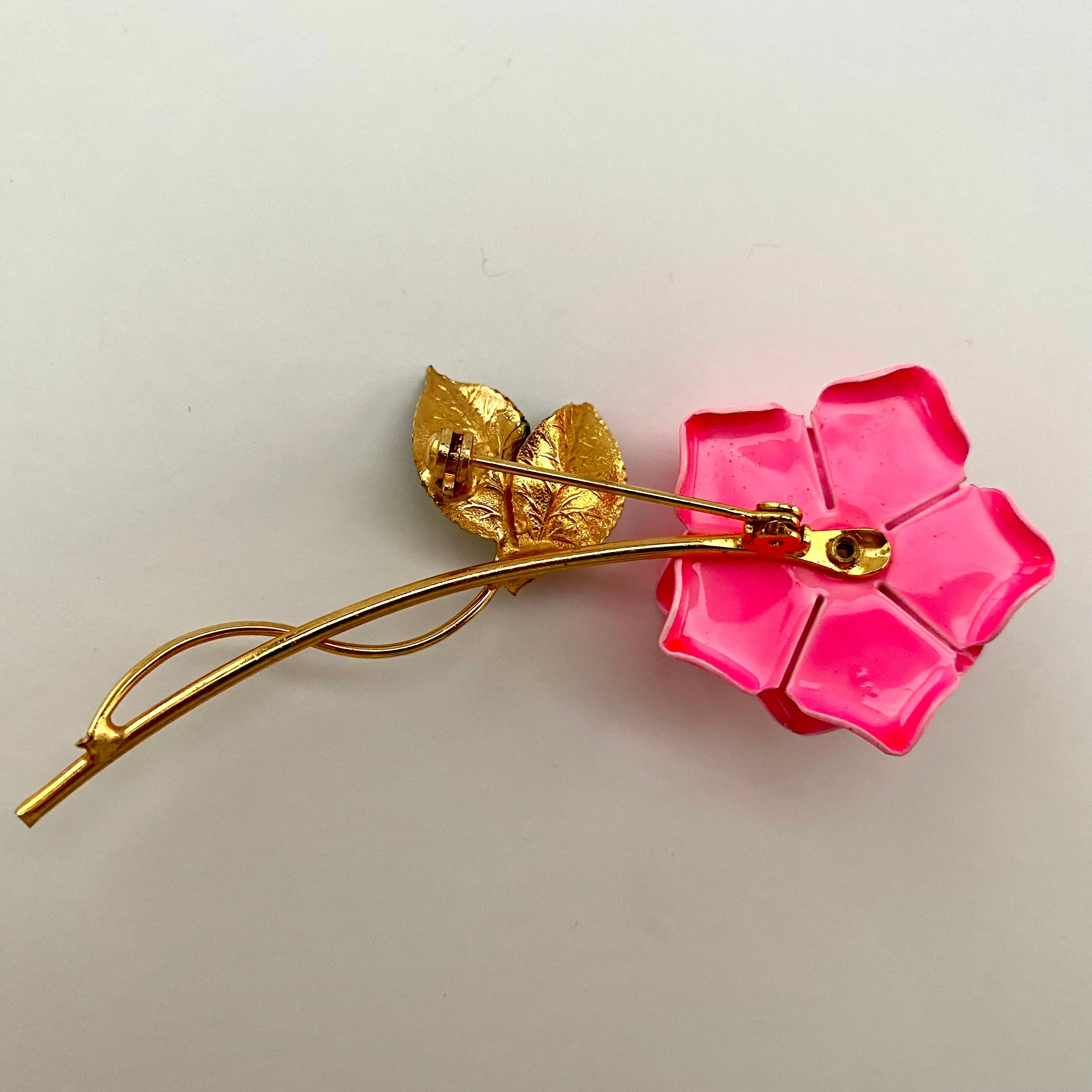 1960s Enamel Rose Brooch