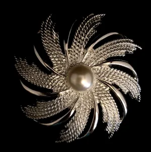 1969 Sarah Coventry Silvery Sunburst Brooch