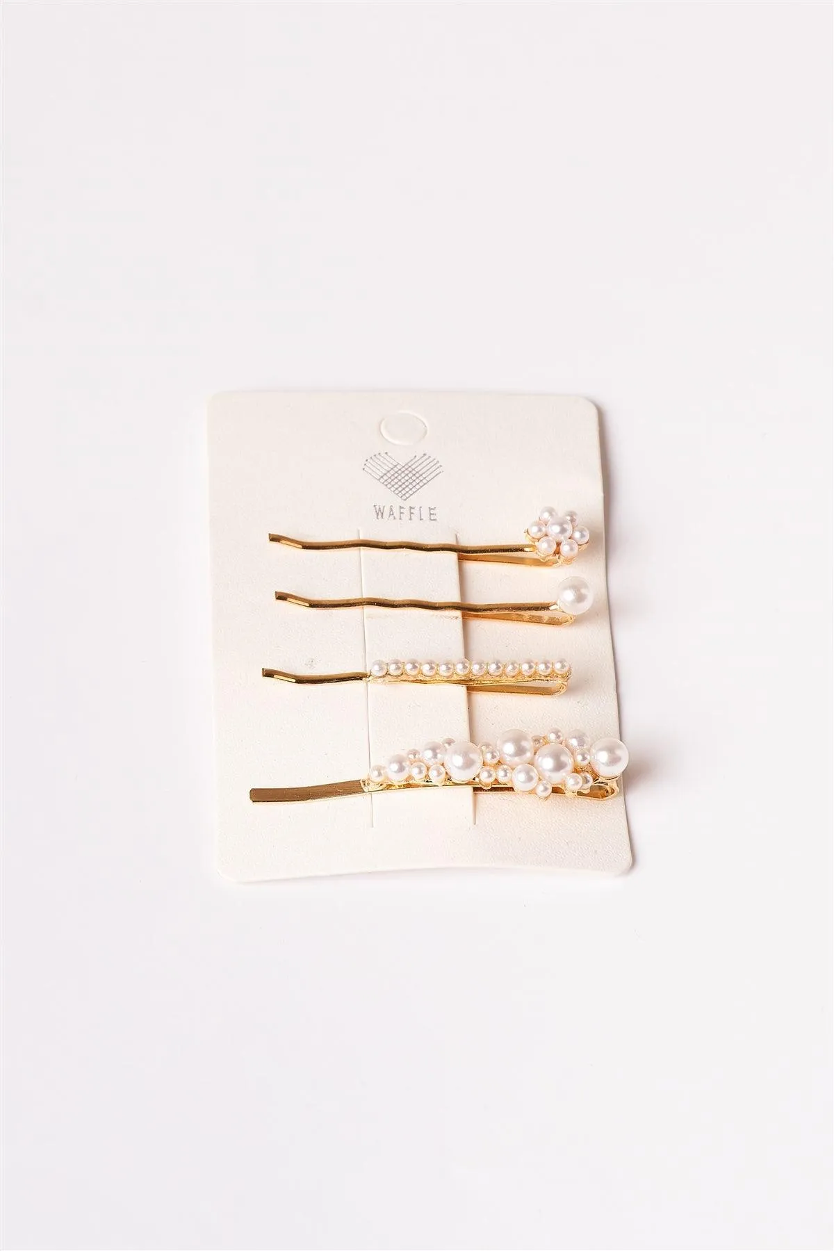 4pcs Gold Pearled Flower Bobby Pins