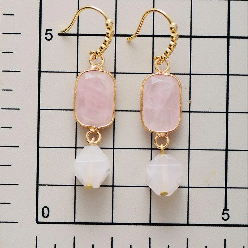 'Allyra' Rose Quartz Dangle Earrings