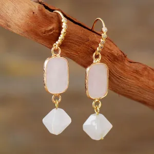 'Allyra' Rose Quartz Dangle Earrings