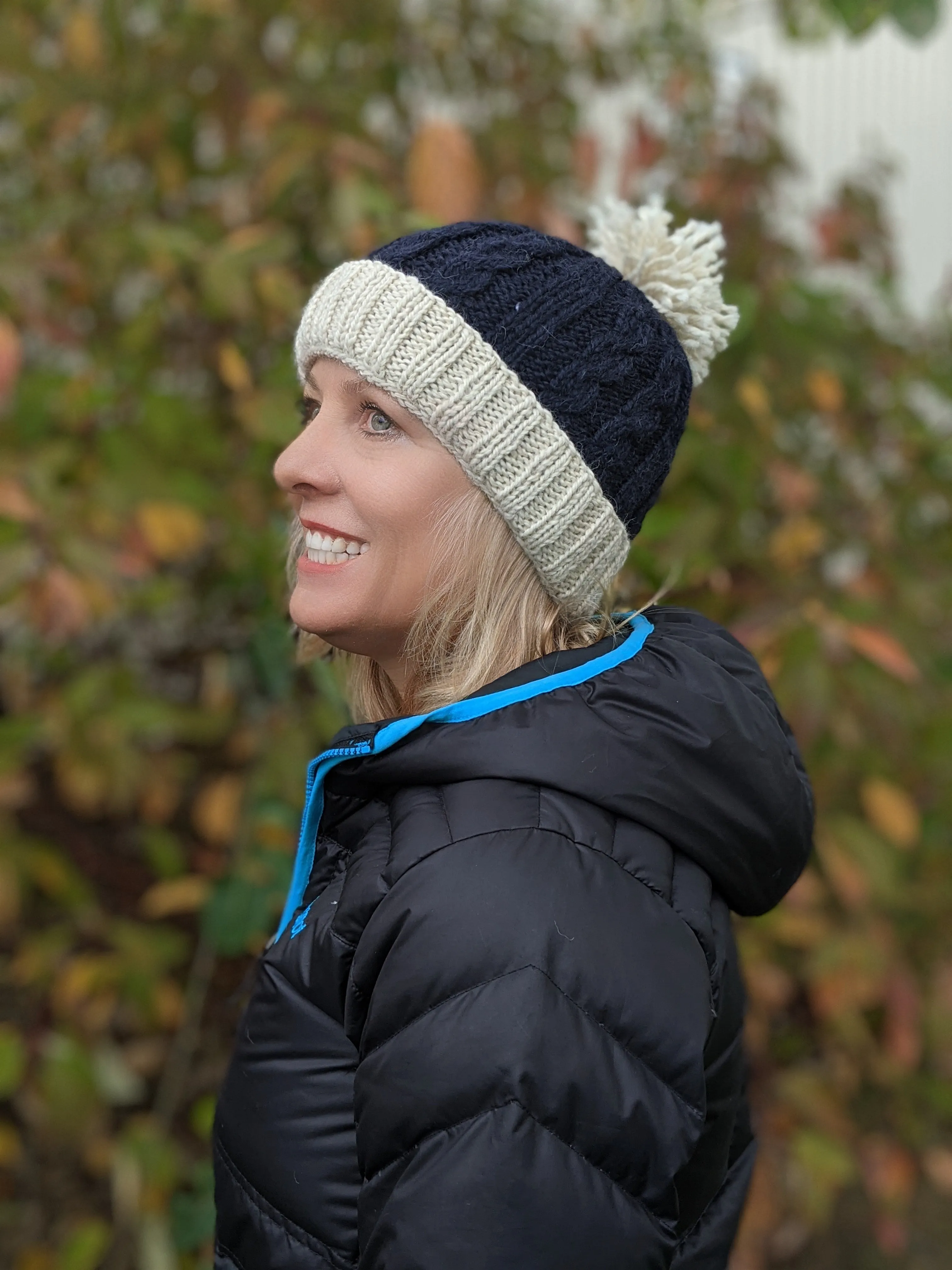 Alpaca Hat with Pompom and Fleece Lining