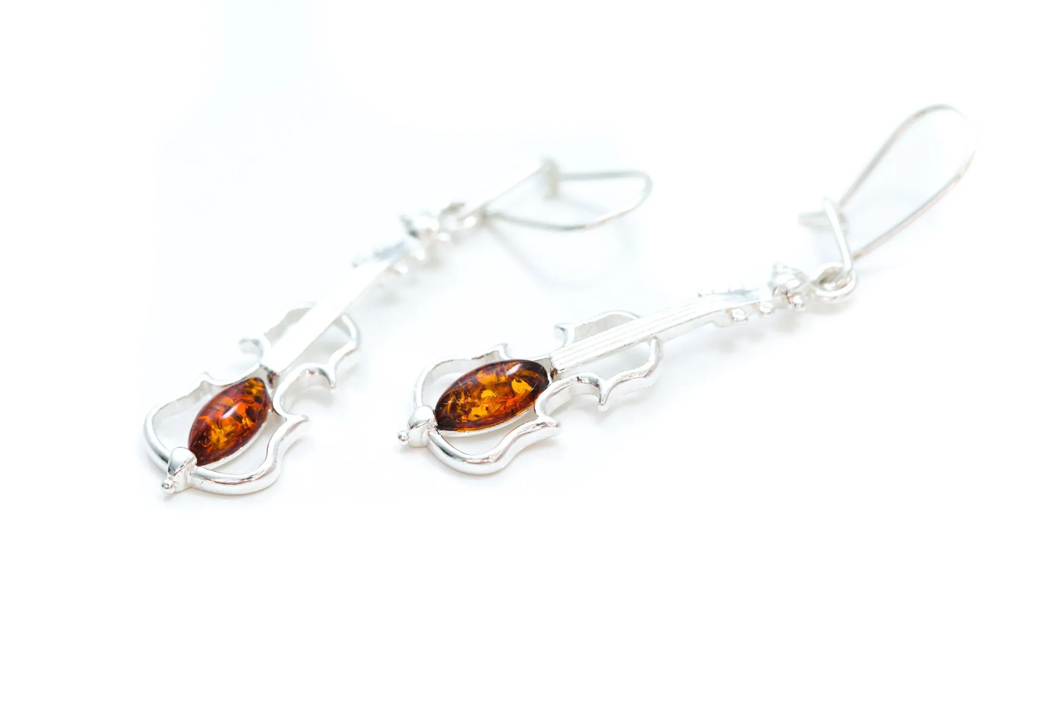 Amber Violin Dangle Earrings