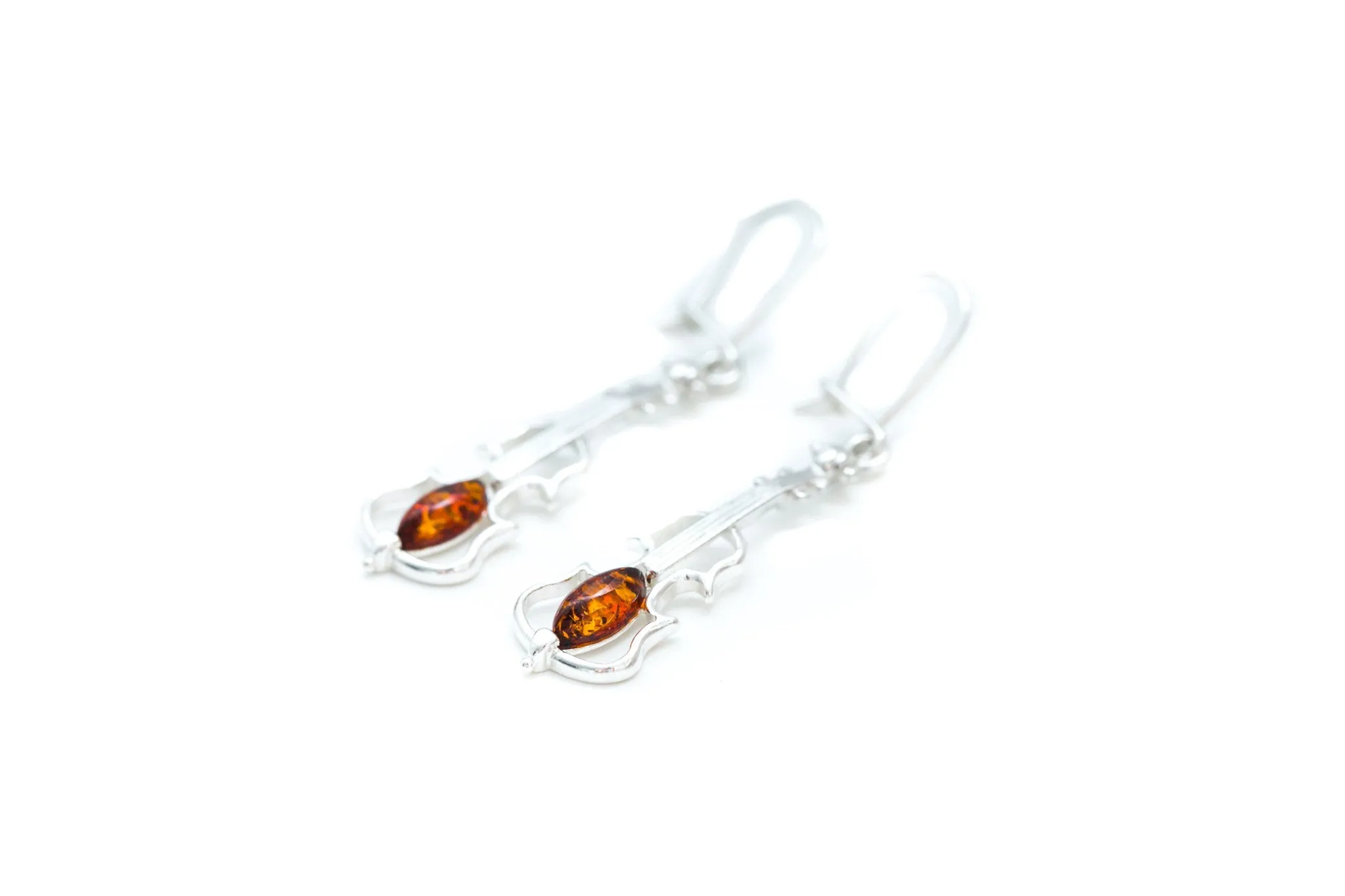 Amber Violin Dangle Earrings