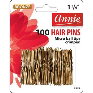 Annie Hair Pins 1 3/4In 100Ct Bronze Microball Tipped