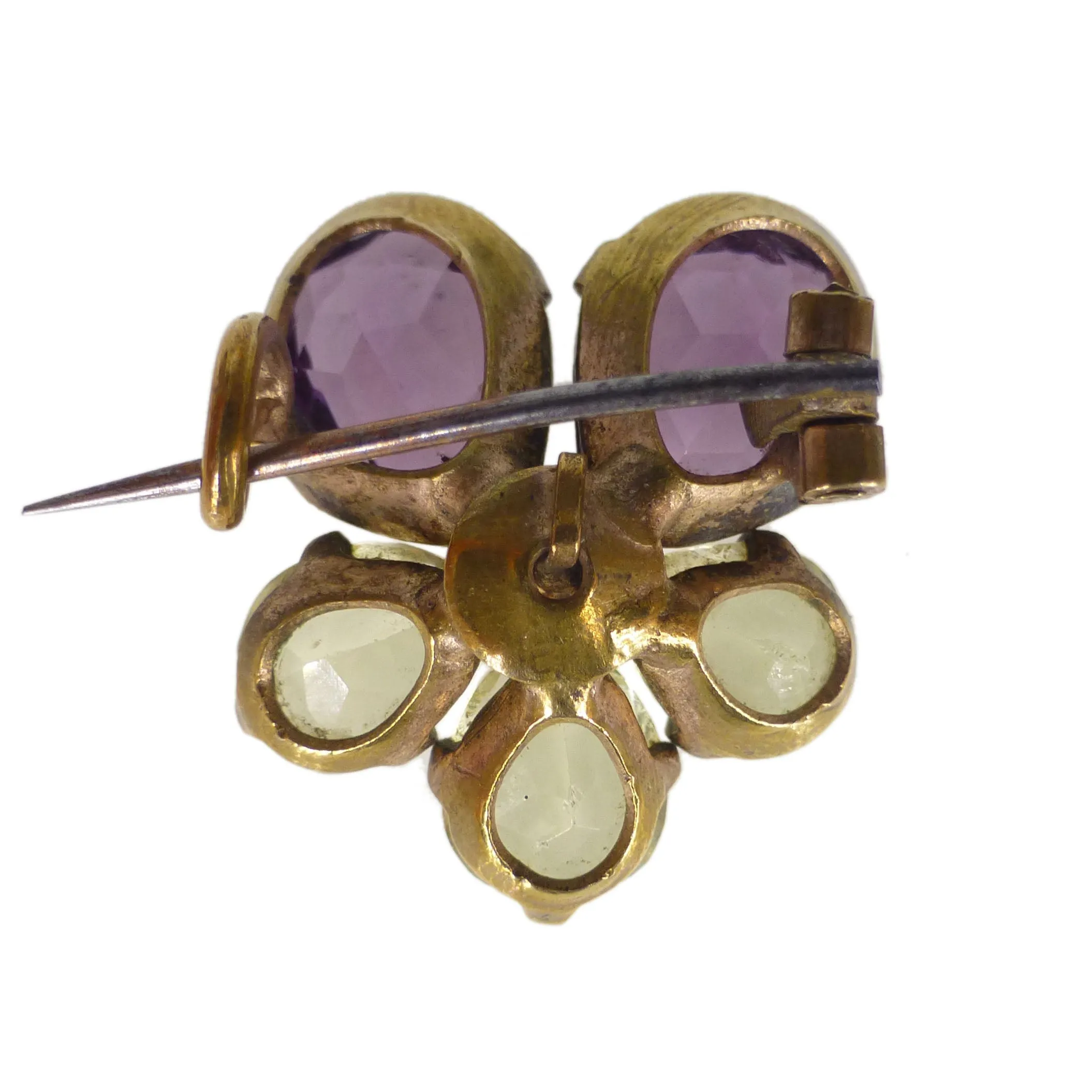 Antique Victorian Glass Pansy Brooch