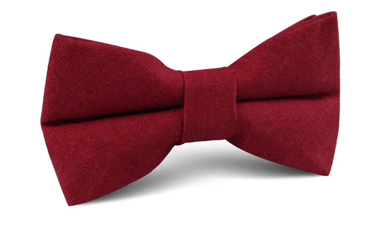 Apple Maroon Linen Bow Tie