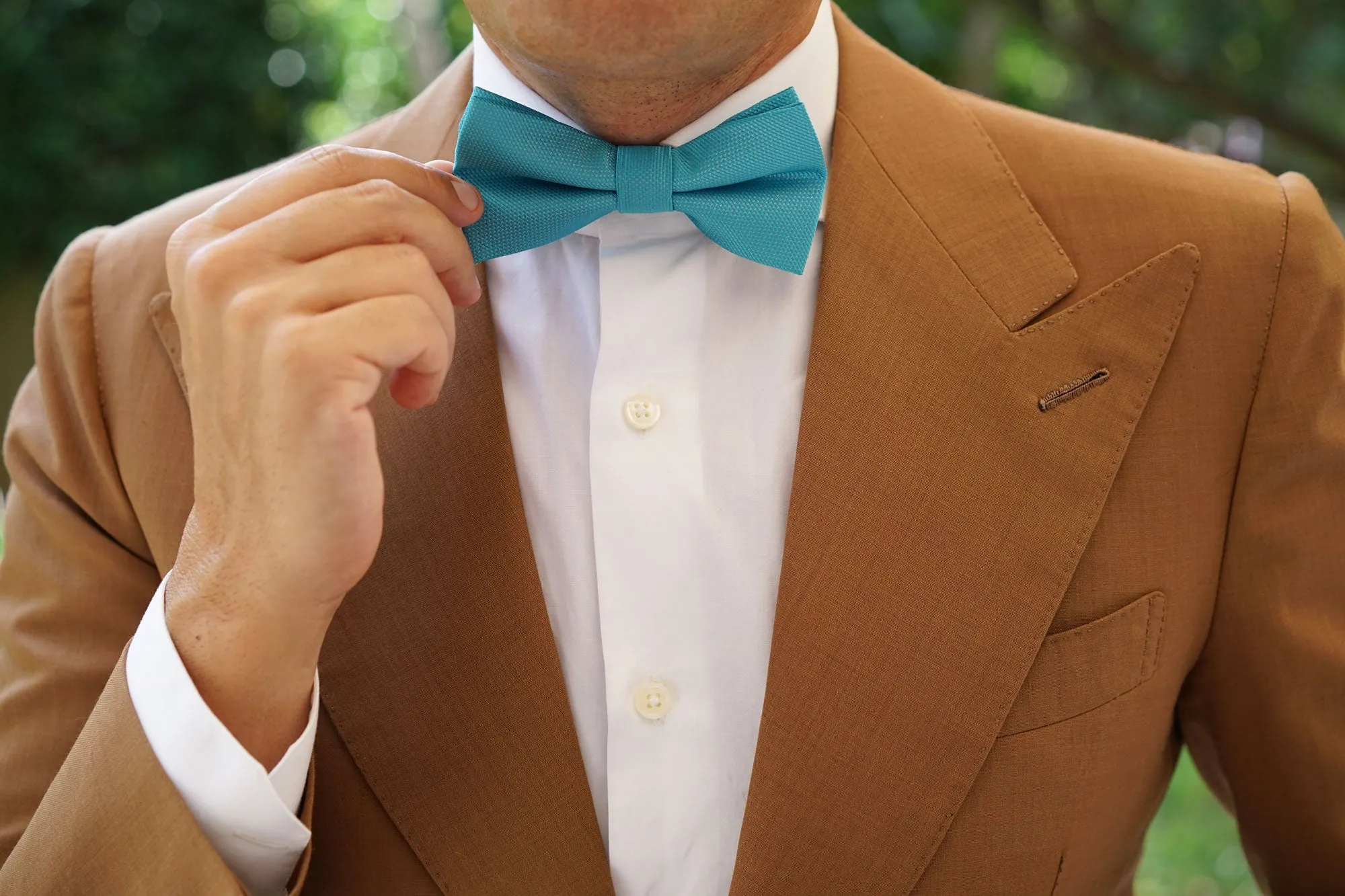 Aqua Blue Malibu Weave Bow Tie