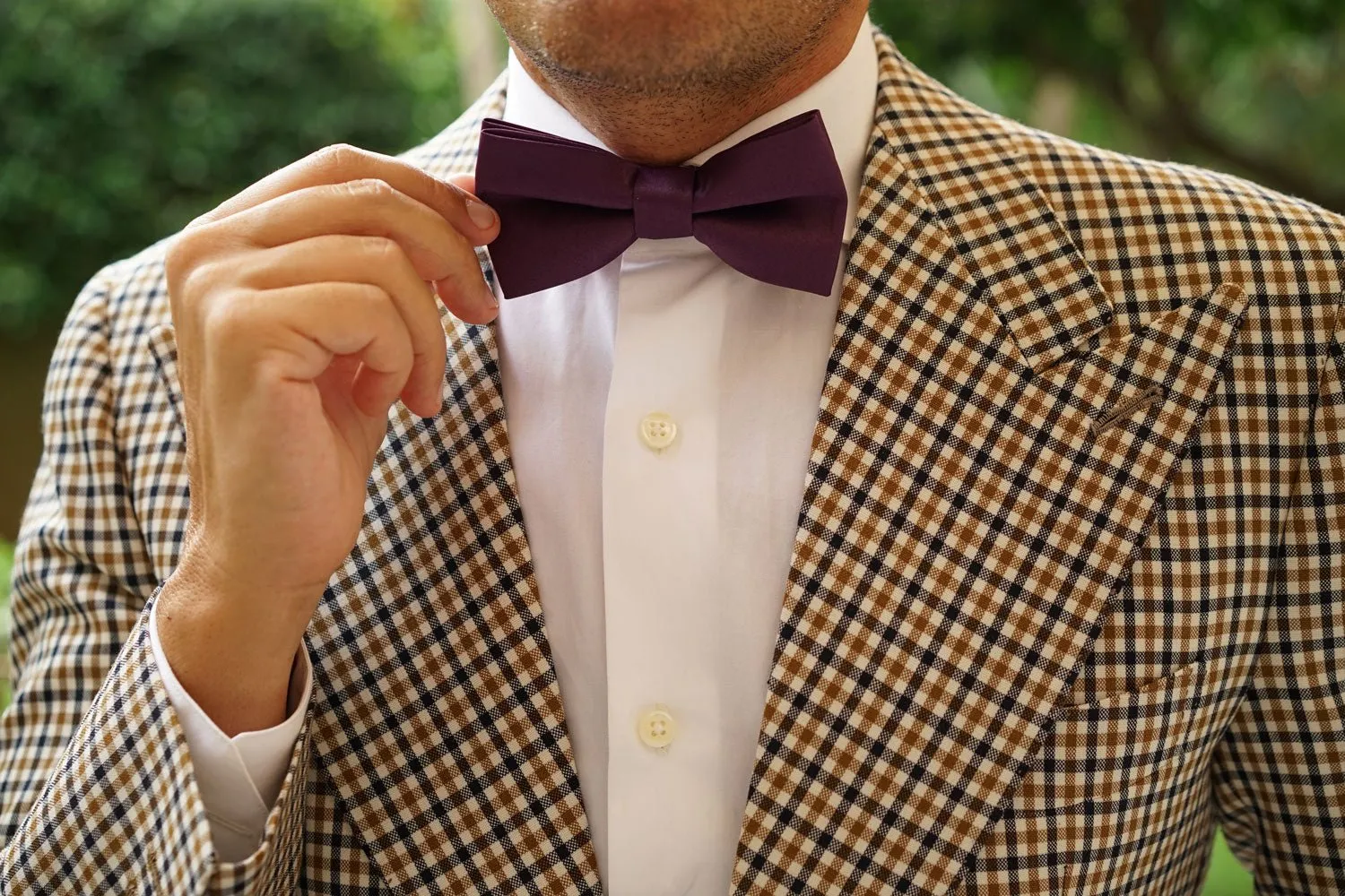 Aubergine Purple Satin Bow Tie