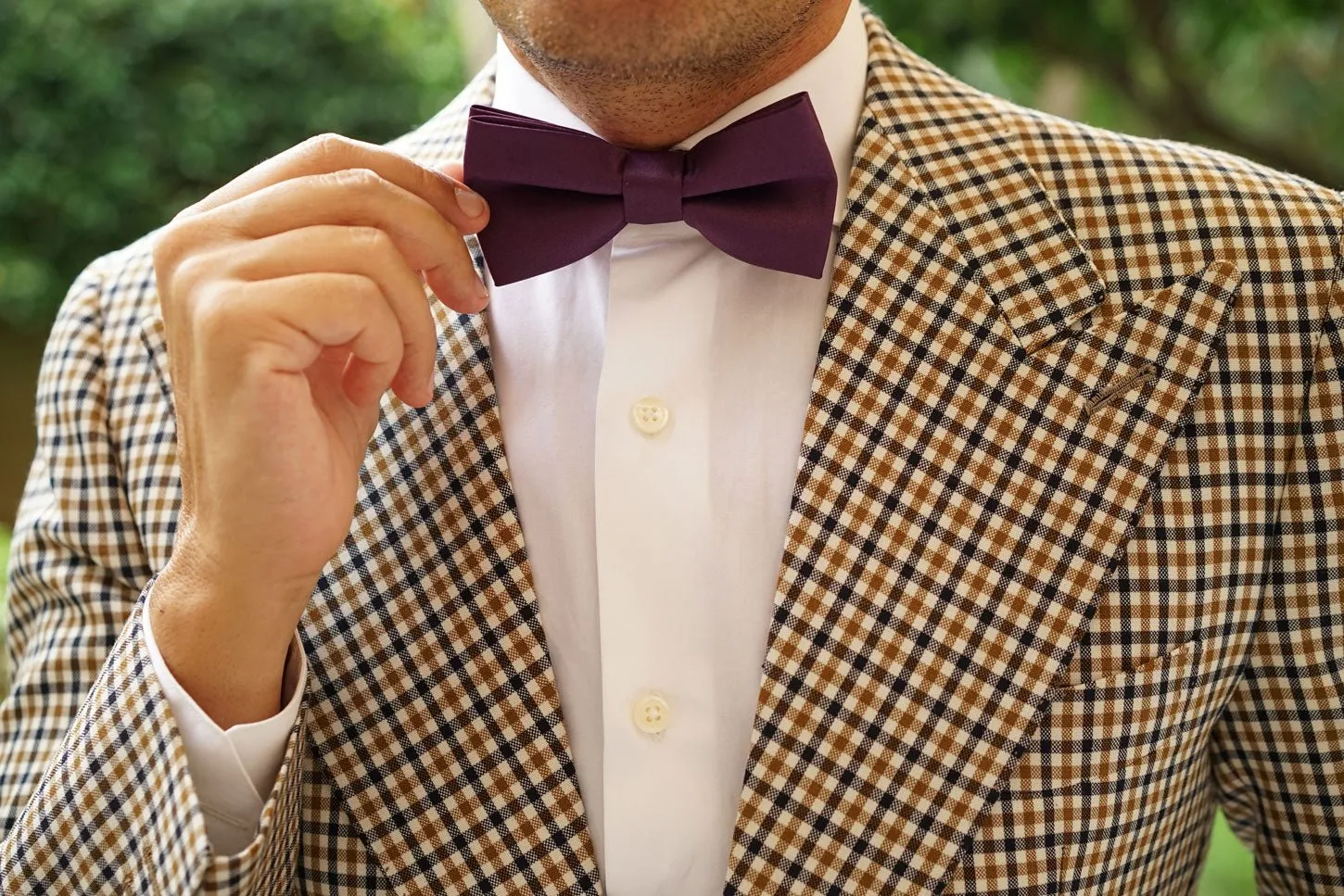 Aubergine Purple Satin Bow Tie