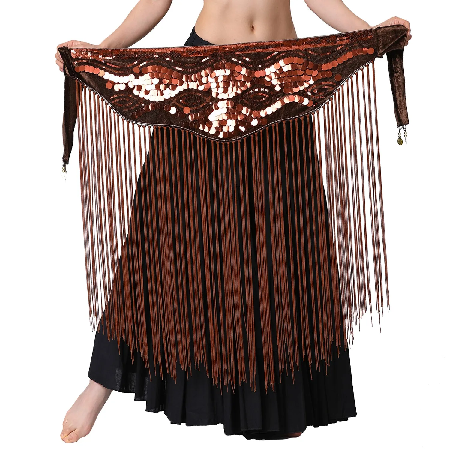 Belly Dance Fringe Hip Scarf with Palettes