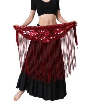 Belly Dance Fringe Hip Scarf with Palettes