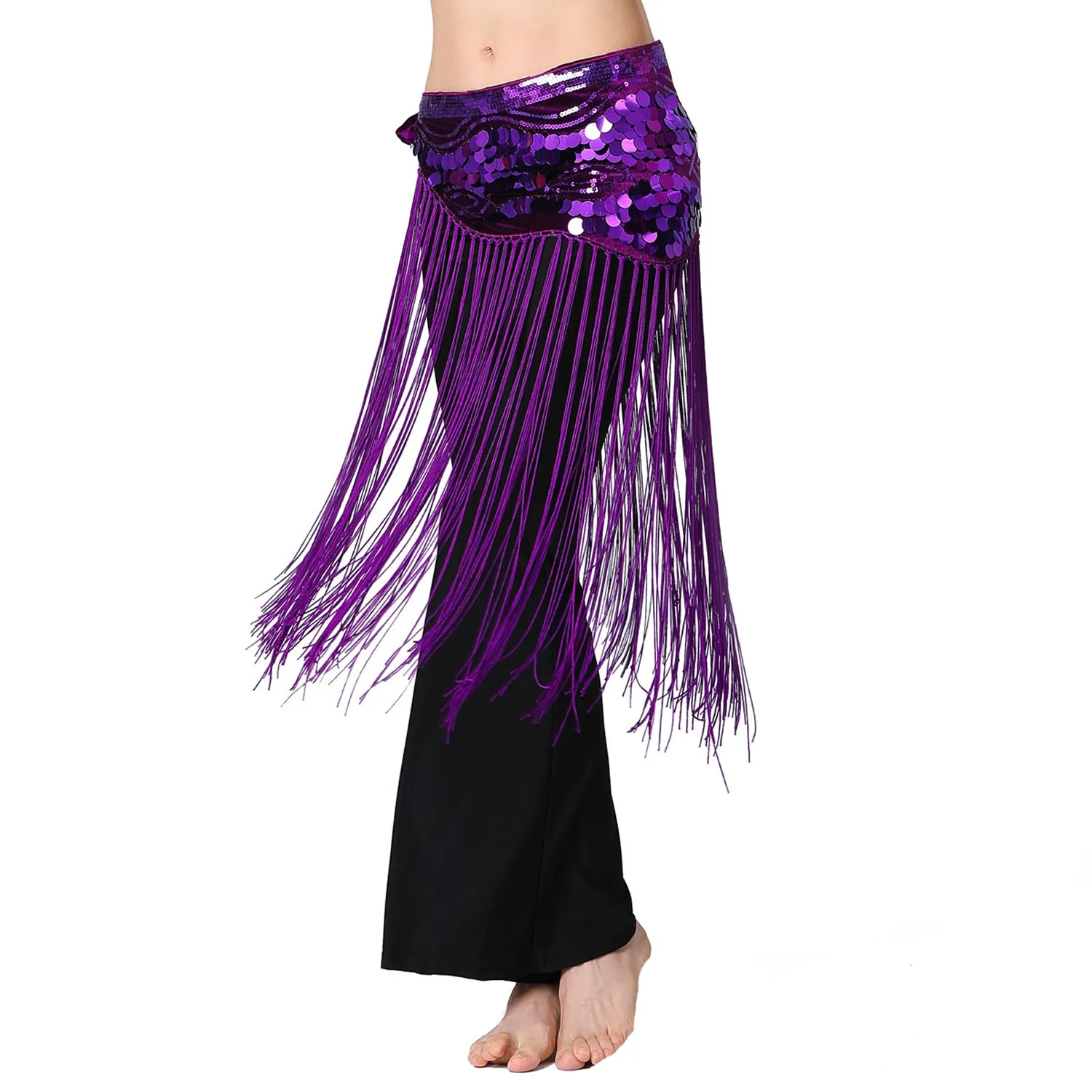 Belly Dance Fringe Hip Scarf with Palettes