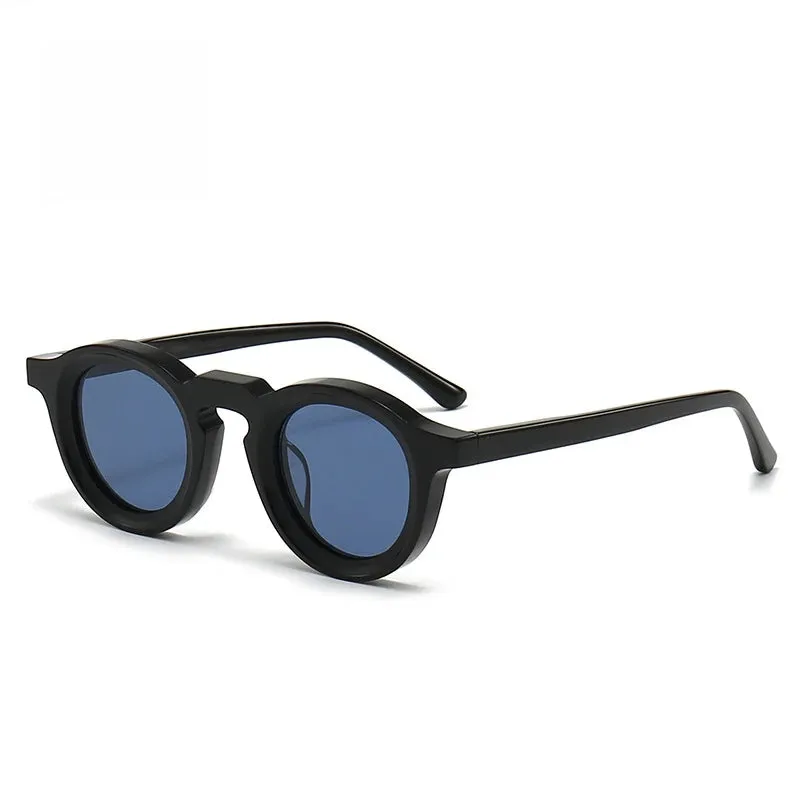 Black Mask Unisex Full Rim Round Acetate Sunglasses 442741