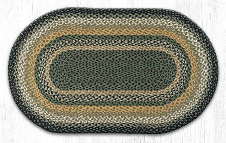 Black, Mustard, & Cream Braided Rug - Oval