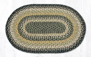 Black, Mustard, & Cream Braided Rug - Oval