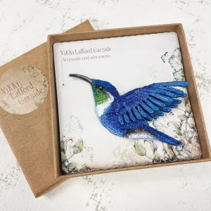 Blue and Green Hummingbird Brooch