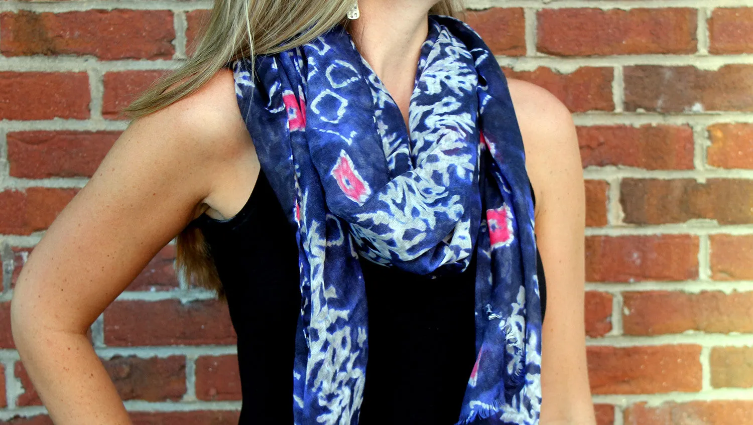 Blue and White Batik Scarf