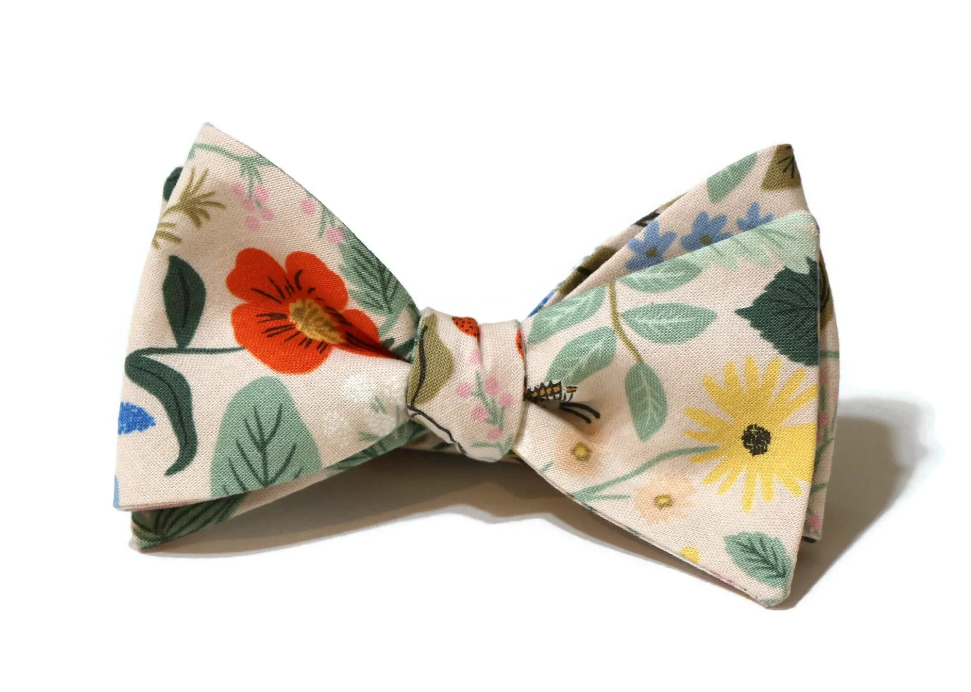 Blush Strawberry Fields Floral Bow Tie