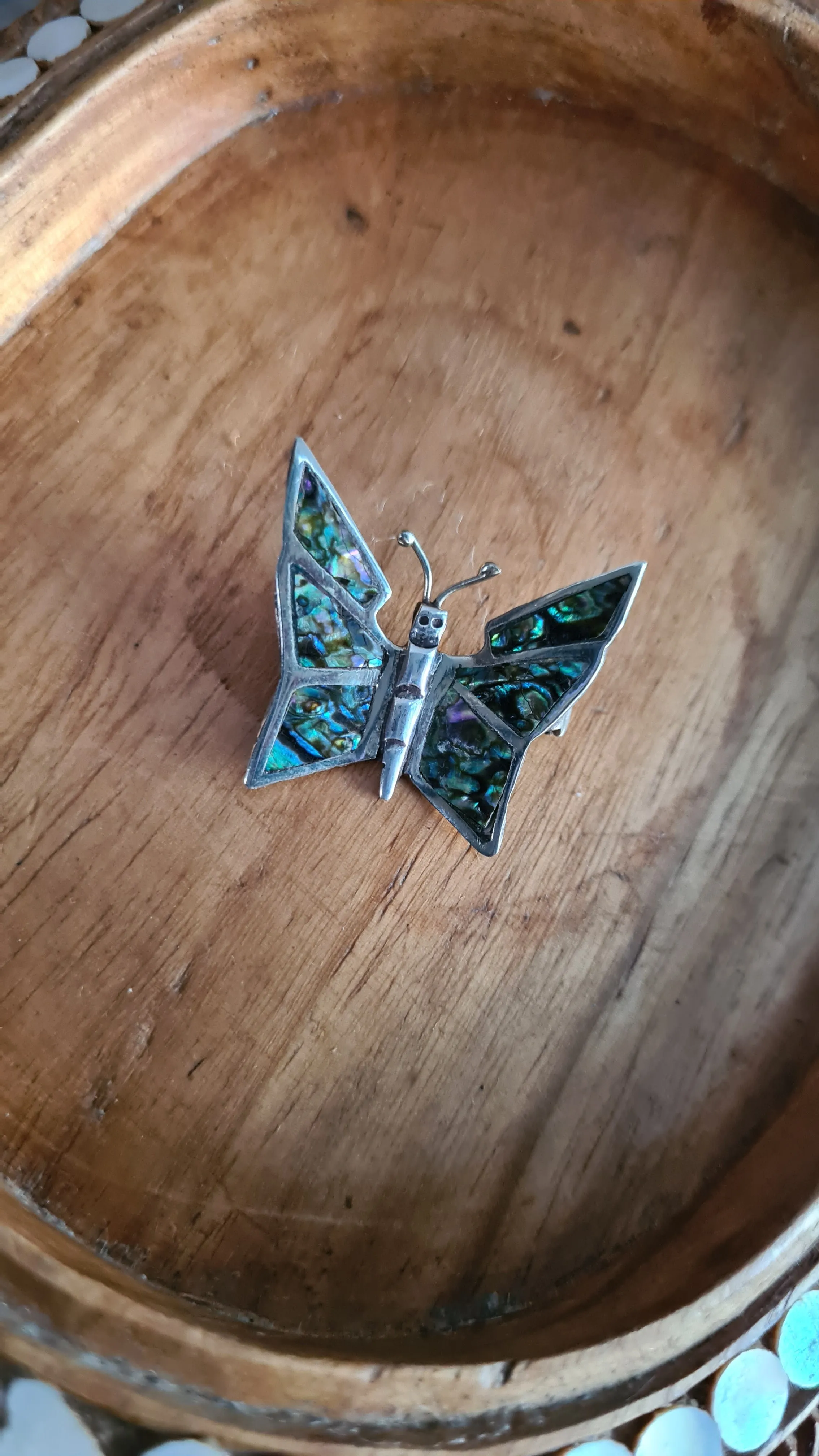 Butterfly brooch mexican made opal