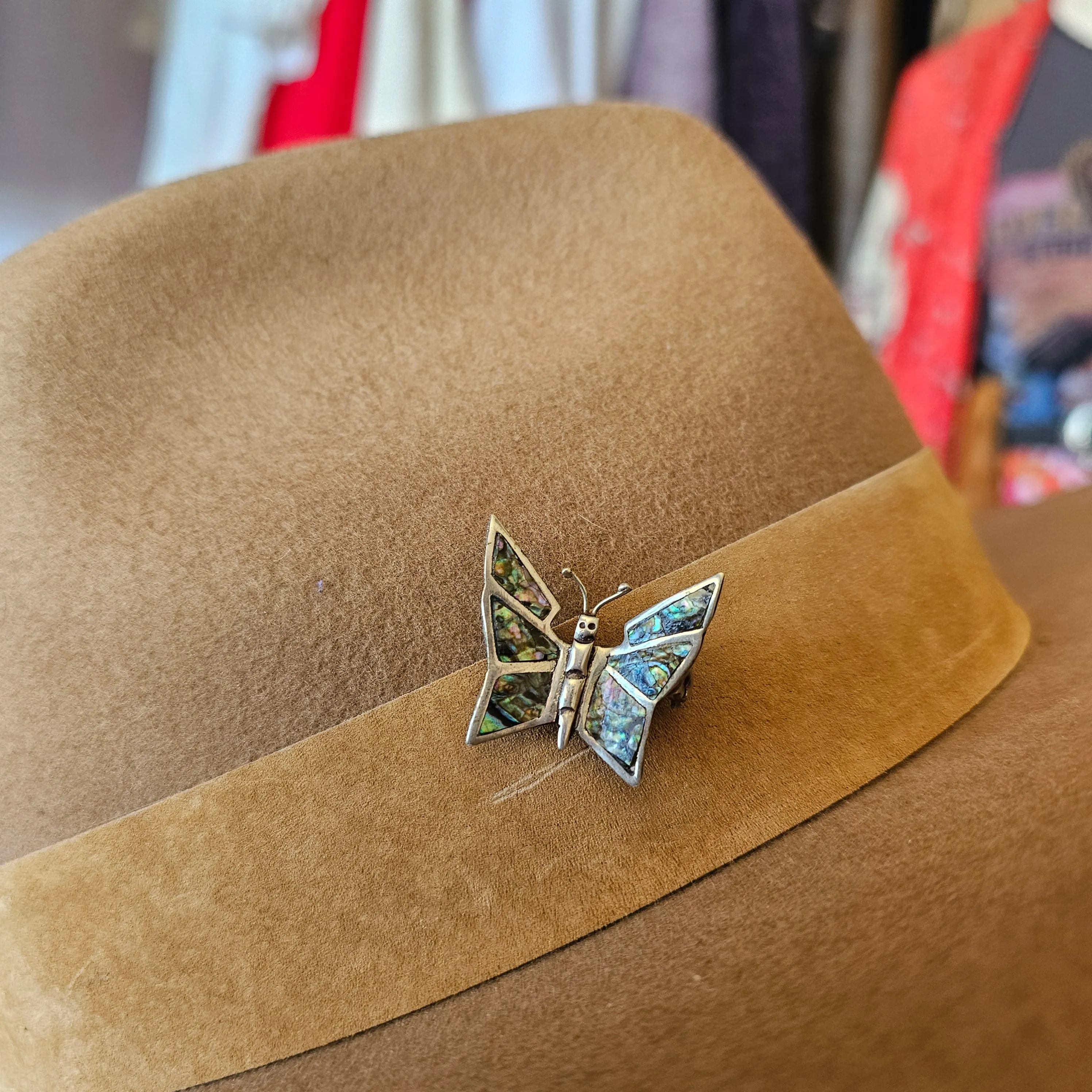 Butterfly brooch mexican made opal