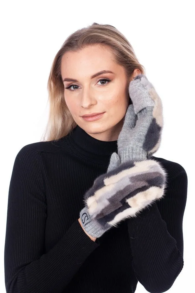 Cashmere And Mink Fur Flip Top Mittens