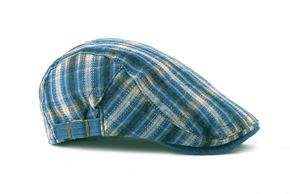 Casual Cotton Plaid Flat Adjustable Beret Flay Ivy News Boy Cap