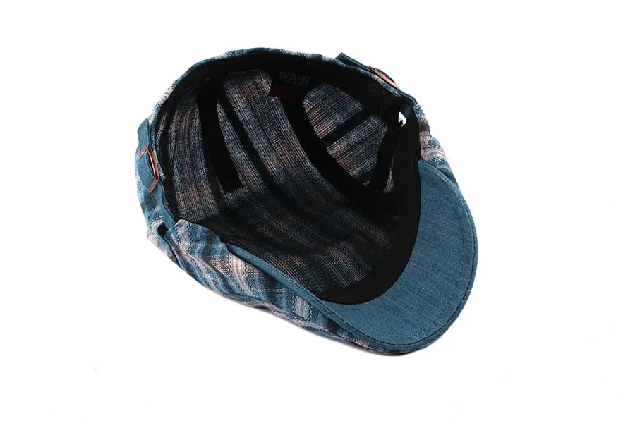 Casual Cotton Plaid Flat Adjustable Beret Flay Ivy News Boy Cap