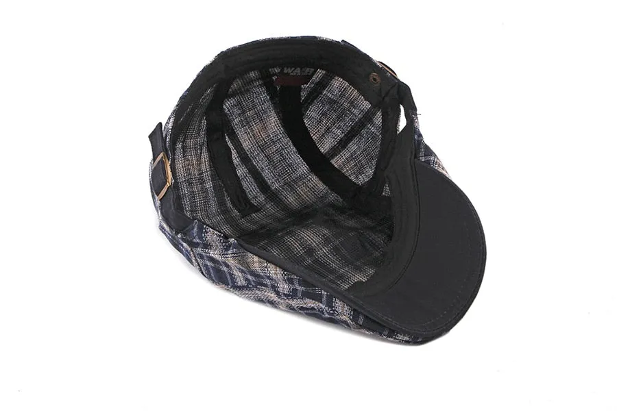 Casual Cotton Plaid Flat Adjustable Beret Flay Ivy News Boy Cap