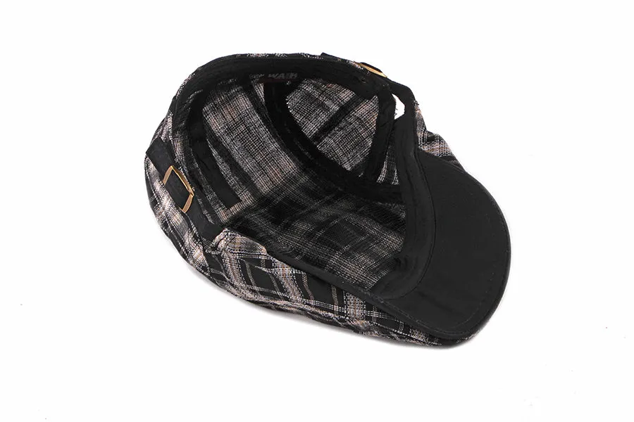 Casual Cotton Plaid Flat Adjustable Beret Flay Ivy News Boy Cap