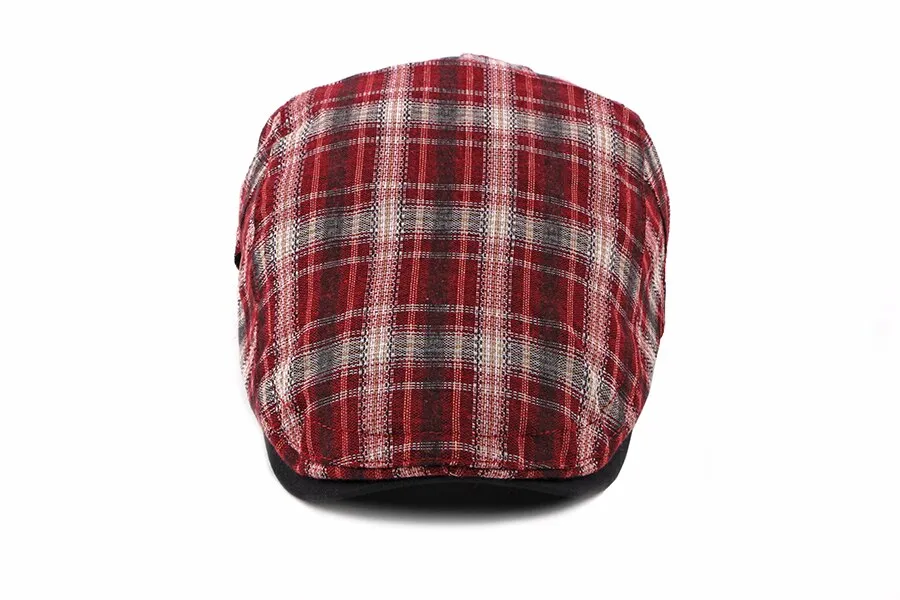 Casual Cotton Plaid Flat Adjustable Beret Flay Ivy News Boy Cap