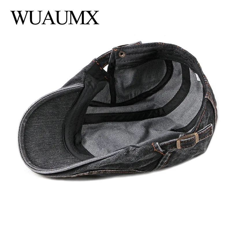 Casual Spring Summer Berets Hat Men Women Denim Newsboy Ivy Cotton Cap Duckbill Ivy Flat Cap