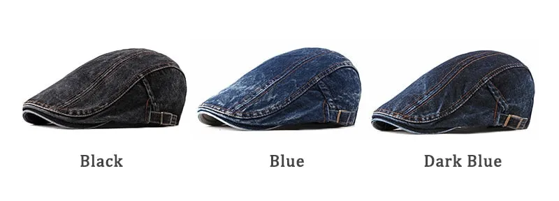 Casual Spring Summer Berets Hat Men Women Denim Newsboy Ivy Cotton Cap Duckbill Ivy Flat Cap