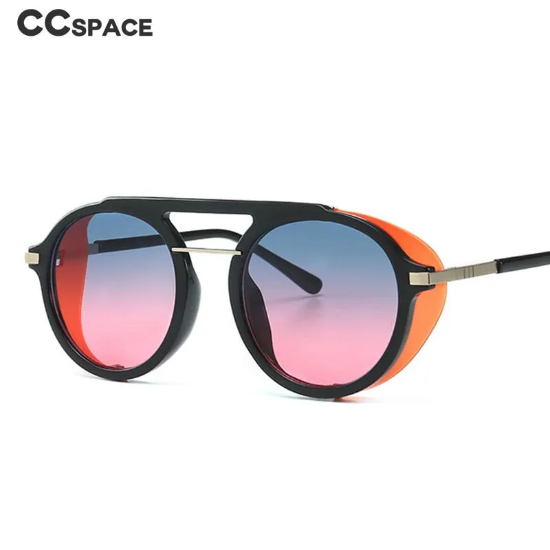 CCspace Unisex Full Rim Round Resin Steampunk Frame Sunglasses 46122