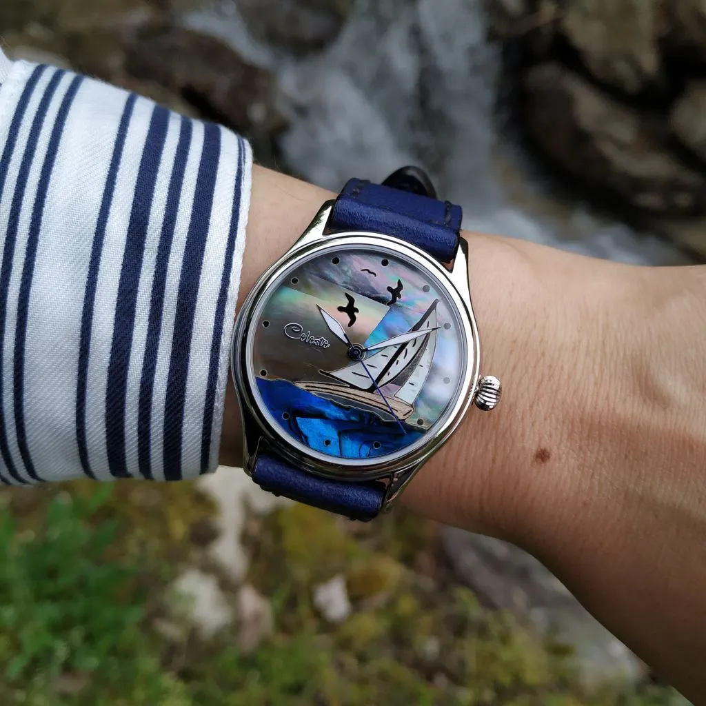 Celeste Sailboat - Mother-of-Pearl - Swiss&nbsp;Mvmt