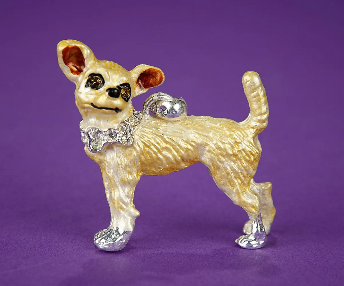 Chihuahua and Bone Brooch