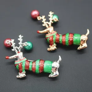 Christmas Dachshund Brooch