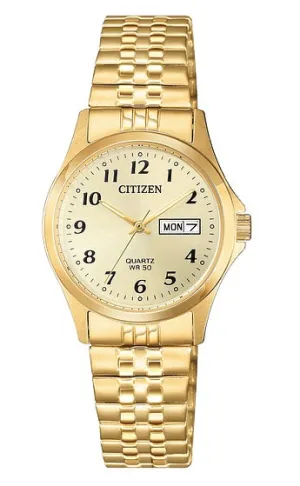 Citizen Quartz Gold Tone Watch with Date EQ2002-91P