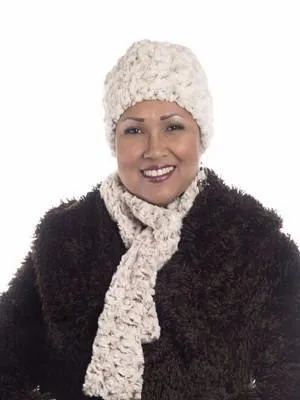 Classic Scarf - Two-Tone, Rosebud Faux Fur