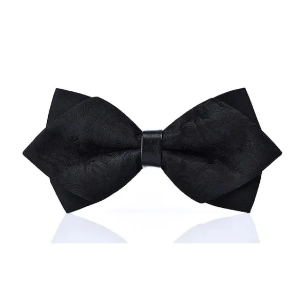 Classy Men Black Paisley Pre-Tied Diamond Bow Tie