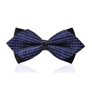 Classy Men Blue Squared Pre-Tied Diamond Bow Tie