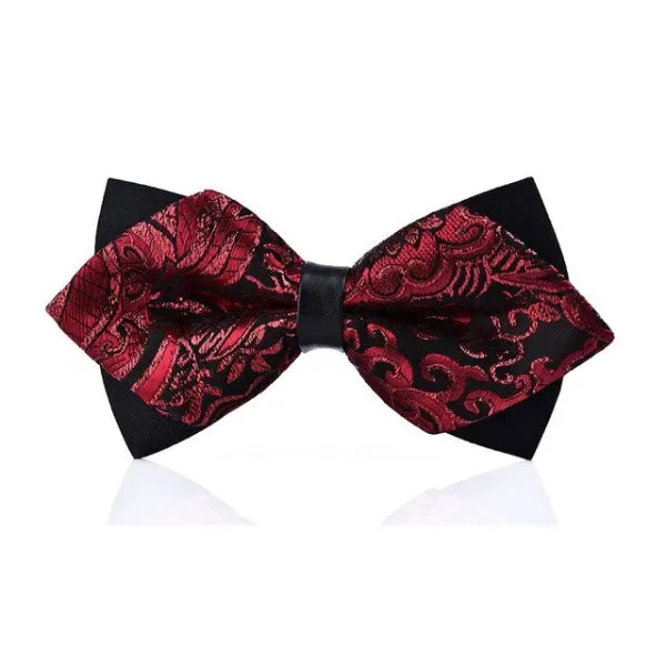 Classy Men Red Paisley Pre-Tied Diamond Bow Tie