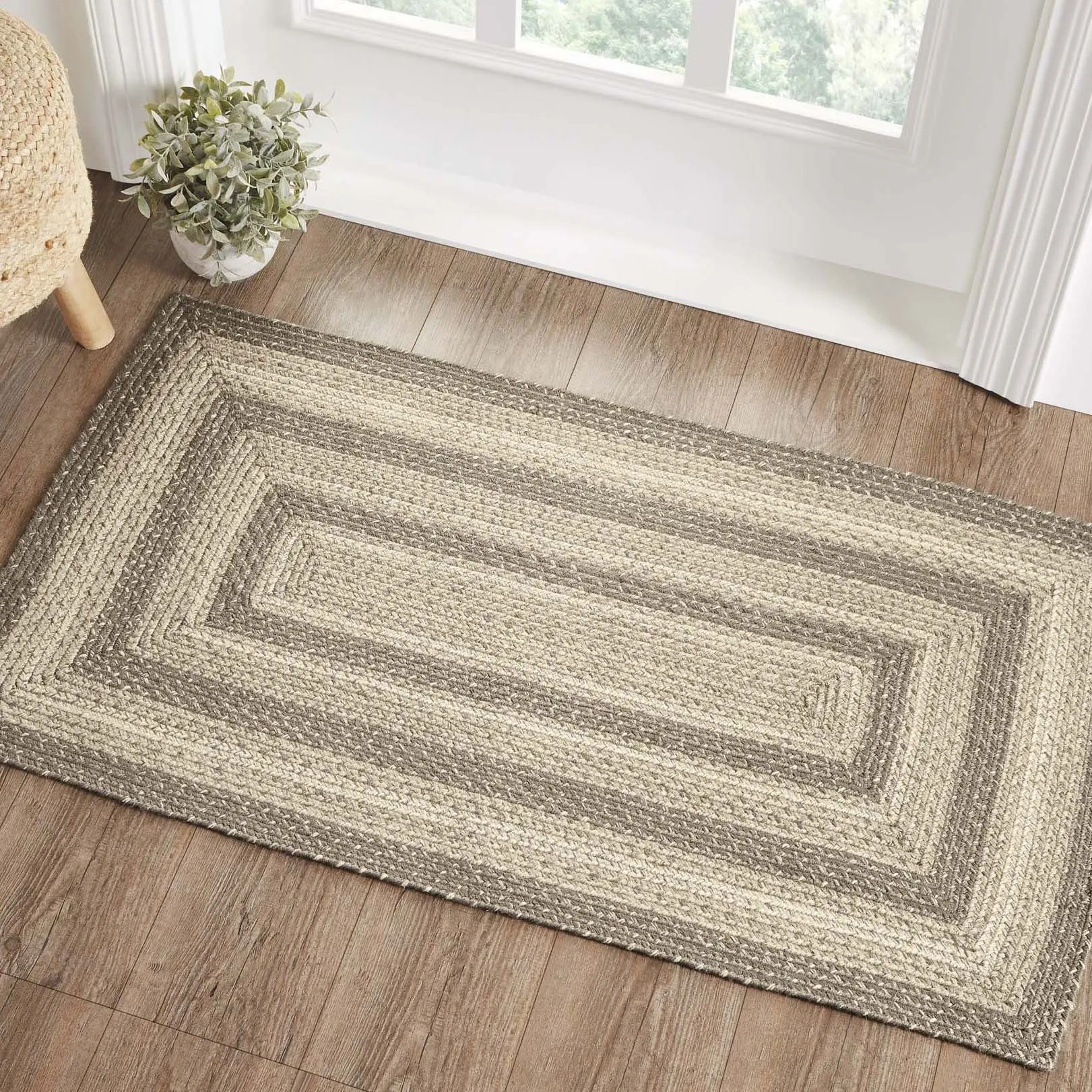 Cobblestone Rectangle Braided Rug 27x48" - with Pad